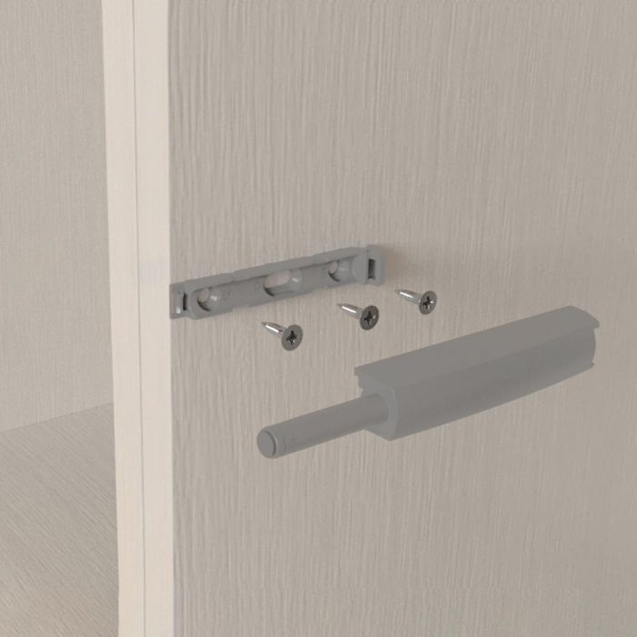 Emuca Lot de 10 serrures de porte à visser dans le meuble avec réglage Push Lite, longueur 80mm, Amortisseur, Plastique, Gris 3