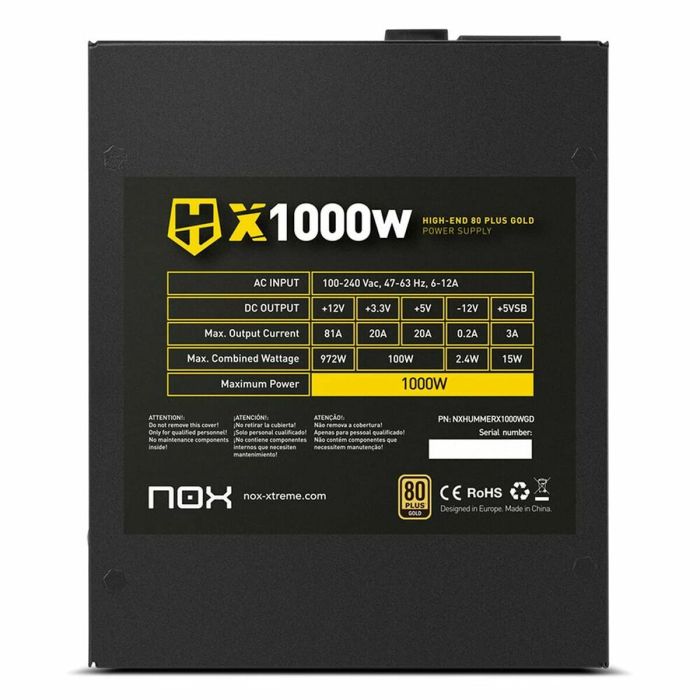 Bloc d’Alimentation Nox-Xtreme NXHUMMERX1000WGD 1000 W ATX 80 Plus Gold 2