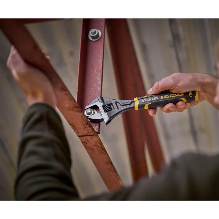 Stanley Fatmax Clé à Molette 250 mm avec Mécanisme Quick Adjust, Mâchoires à 15°, Échelles Métriques/Impériales et Trou de Suspension