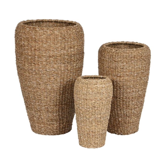 Set de pots de fleurs Home ESPRIT Naturel Métal Fibre naturelle Bali 43 x 43 x 70 cm (3 Pièces) 1 Set de pots de fleurs Home ESPRIT Naturel Métal Fibre naturelle Bali 43 x 43 x 70 cm (3 Pièces) 1