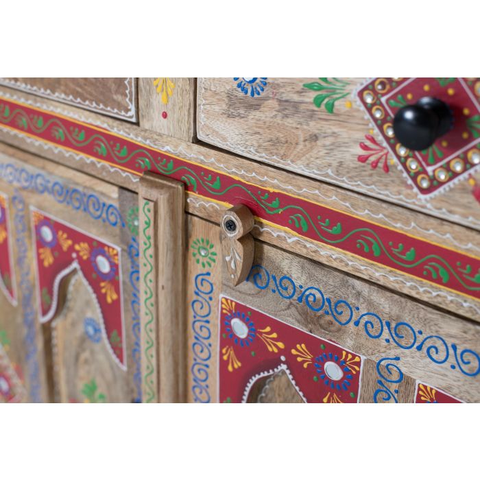 GINER Y COLOMER Buffet en bois de manguier avec 2 tiroirs et 2 portes, peint à la main, meuble d'artisanat unique 5 GINER Y COLOMER Buffet en bois de manguier avec 2 tiroirs et 2 portes, peint à la main, meuble d'artisanat unique 5