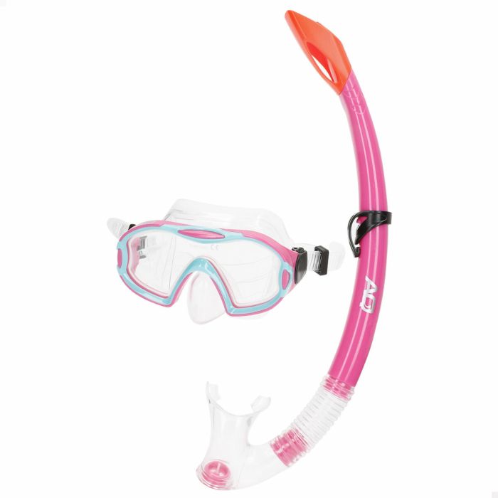 Masque de Plongée avec Tube AquaSport Bleu Rose (6 Unités) 6