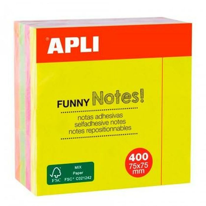 Notes Adhésives Apli Funny Multicouleur 75 x 75 mm (48 Unités) 1 Notes Adhésives Apli Funny Multicouleur 75 x 75 mm (48 Unités) 1