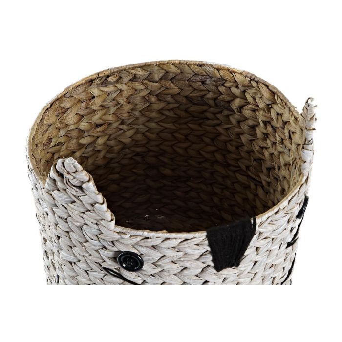 Panier DKD Home Decor Blanc Noir Fibre naturelle 37 x 37 x 40 cm 4 Kg 1