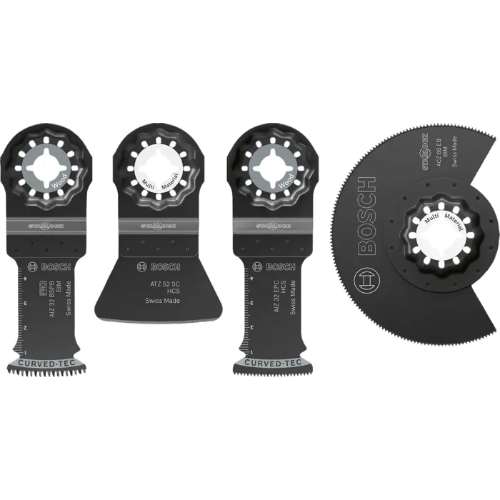 Bosch Professional - Jeu de 4 lames oscillantes multifonctions Flooring and Fitting pour bois, stratifié, métaux tendres et mortier Bosch Professional - Jeu de 4 lames oscillantes multifonctions Flooring and Fitting pour bois, stratifié, métaux tendres et mortier