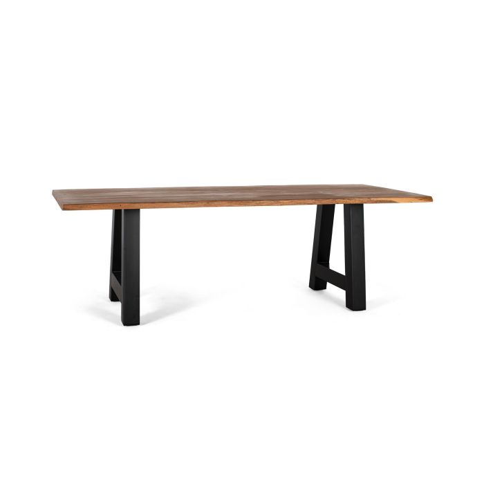 GINER Y COLOMER Table de salle à manger en acacia naturel avec piétement en fer noir - 240 cm de long - Dimensions: 240x100x77 cm 1 GINER Y COLOMER Table de salle à manger en acacia naturel avec piétement en fer noir - 240 cm de long - Dimensions: 240x100x77 cm 1