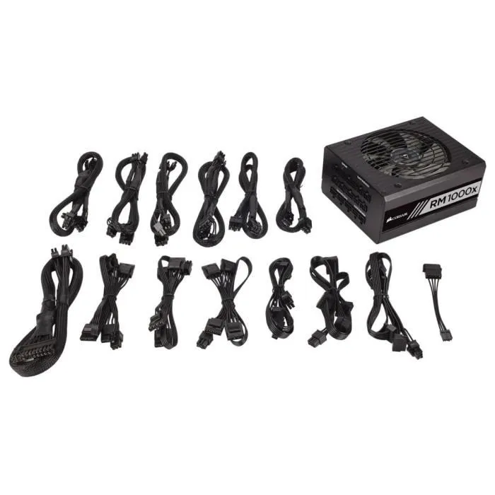 Corsair Alimentation PC RM1000x Shift - 1000 Watt - ATX 3.1 & PCIe 5.1 - Certifiée Cybenetics GOLD - 12 V-2x6 natif - 140 mm Ventilateur - Totalement Modulaire