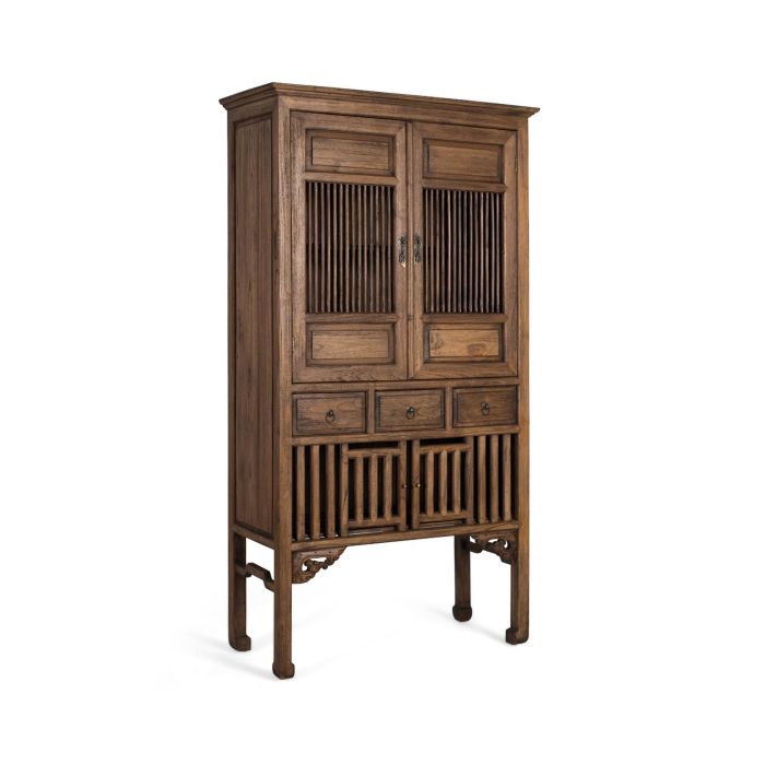 GINER Y COLOMER Armoire en teck massif style colonial, finition noyer - 176 cm de haut, 96 cm de large, avec portes et tiroirs 1 GINER Y COLOMER Armoire en teck massif style colonial, finition noyer - 176 cm de haut, 96 cm de large, avec portes et tiroirs 1