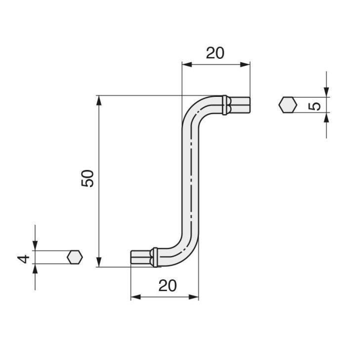 Llave Allen ''Z'' Doble Punta 4/5Mm. Zincado Herrajes Alk 1
