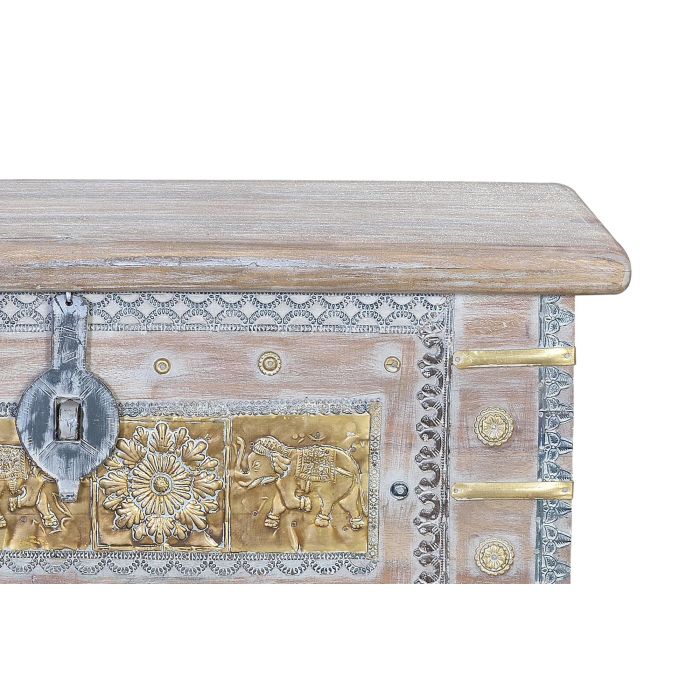 GINER Y COLOMER - Baûl de Mango Vieilli Blanc - Coffre en Bois Massif avec Détails en Bronze - Ouverture Supérieure - Meuble Artisanal 4 GINER Y COLOMER - Baûl de Mango Vieilli Blanc - Coffre en Bois Massif avec Détails en Bronze - Ouverture Supérieure - Meuble Artisanal 4