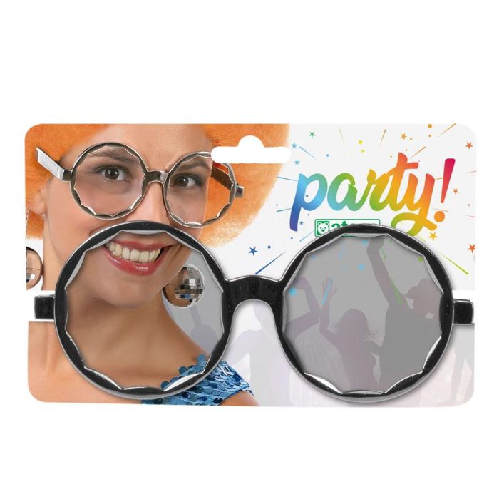 Carnaval Lunettes rondes avec boules suspendues argentées années 70 pour femme adulte accessoire de fête et déguisement rétro