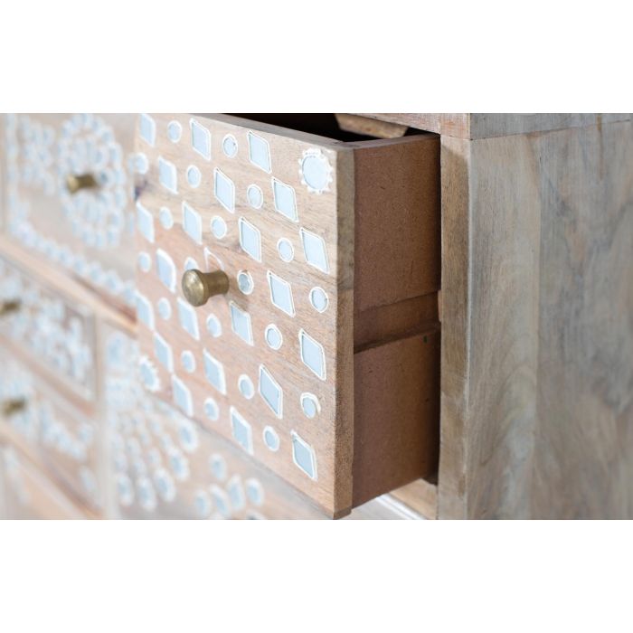 GINER Y COLOMER - Commode 10 tiroirs en bois de manguier naturel avec fronts de tiroirs peints à la main en blanc - Meuble de rangement 3