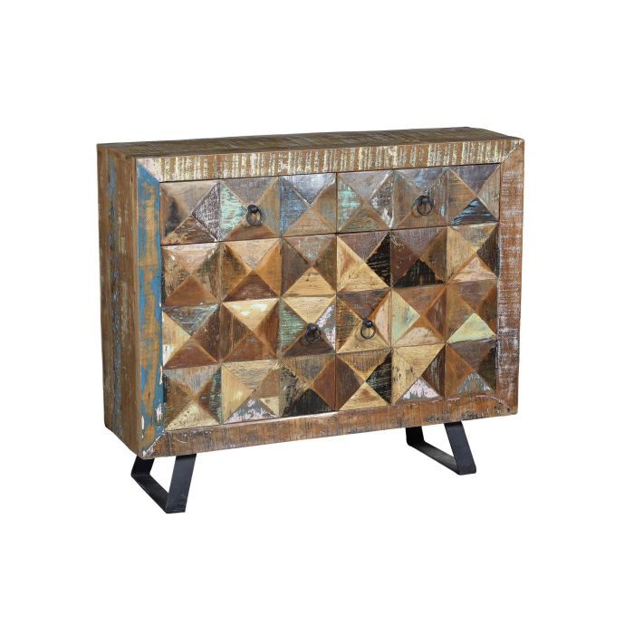 GINER Y COLOMER Buffet pour entrée en bois recyclé multicolore avec 2 tiroirs et 2 portes - 87 x 100 x 32 cm 0 GINER Y COLOMER Buffet pour entrée en bois recyclé multicolore avec 2 tiroirs et 2 portes - 87 x 100 x 32 cm 0