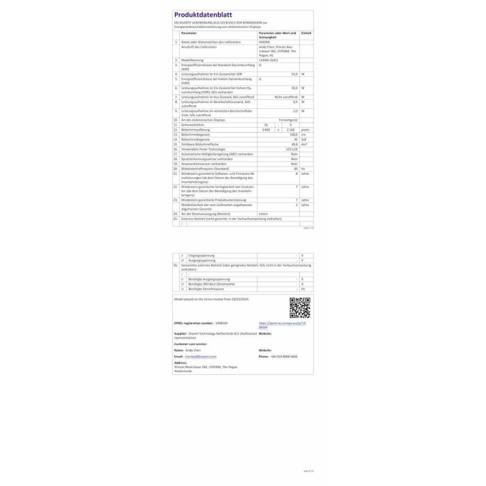 TV intelligente Xiaomi NNECO1038 4K Ultra HD 43" LED HDR 13