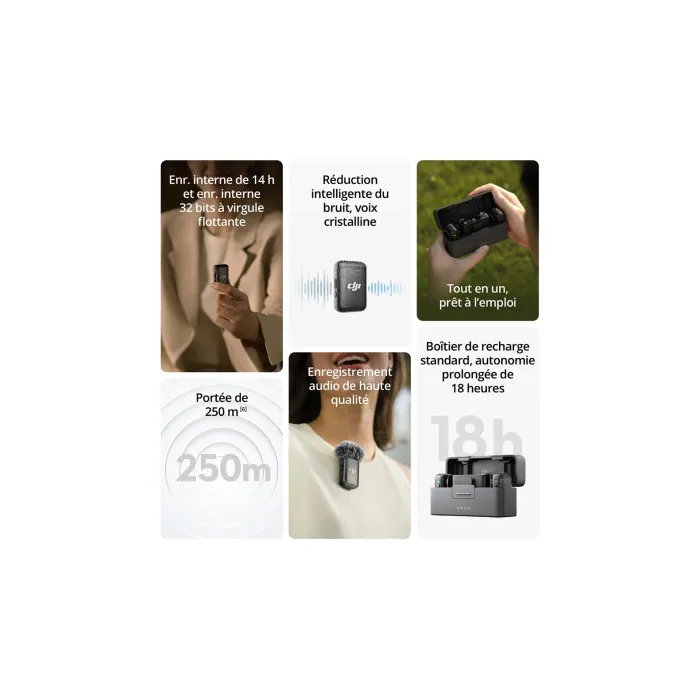 DJI Mic 2 Microphone sans fil - 2 Transmetteurs + 1 Récepteur - Réduction de bruit - 18h Autonomie - AAAIG34411 5 DJI Mic 2 Microphone sans fil - 2 Transmetteurs + 1 Récepteur - Réduction de bruit - 18h Autonomie - AAAIG34411 5