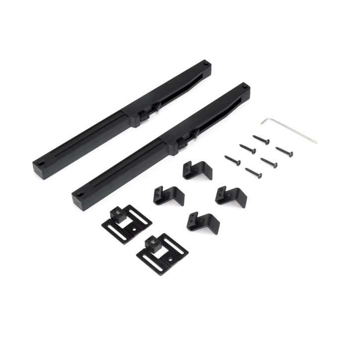 Emuca Kit de quincaillerie pour porte coulissante suspendue Barn en bois, avec fermeture souple, panneaux non inclus, Acier et Plastique, Peint en noir 4