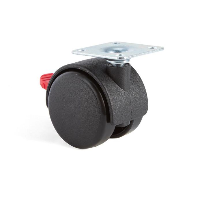 Rueda Giratoria Modelo Kelly Ø45 Aro Doble Plástico Negro Freno Con Freno Q&Q 2