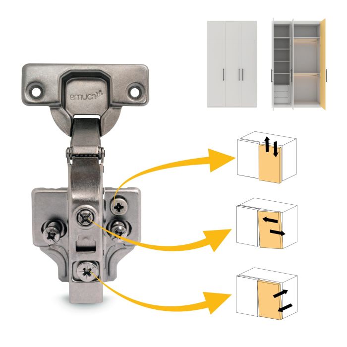 Emuca Lot de 20 charnières droites X91 avec fermeture amortie et embases euro, hauteur 0, acier, titane 5 Emuca Lot de 20 charnières droites X91 avec fermeture amortie et embases euro, hauteur 0, acier, titane 5