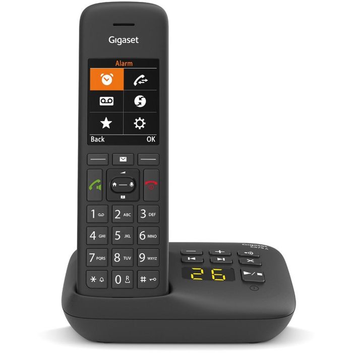 GIGASET C575A schwarz schnurlos analog (DECT) Anrufbeantworter TFT-Farb-Display Freisprechen Adressbuch fr 200 Eintrge Wecker 1