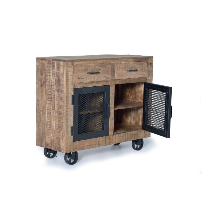 GINER Y COLOMER Buffet industriel en bois de manguier et métal naturel - 85 cm H x 100 cm L x 38 cm P 2 GINER Y COLOMER Buffet industriel en bois de manguier et métal naturel - 85 cm H x 100 cm L x 38 cm P 2