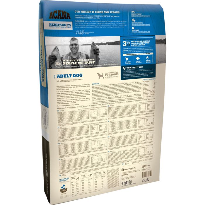 Nourriture Acana Dog TF Heritage Adult Adulte Poulet Dinde Poisson 11,4 Kg 1 kg 5