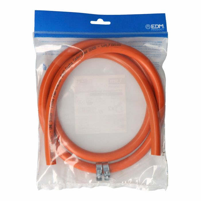 Tube de gaz butane EDM 74195 Butaflex 1,5 m 9 x 15 mm Double couche 2 pince 2