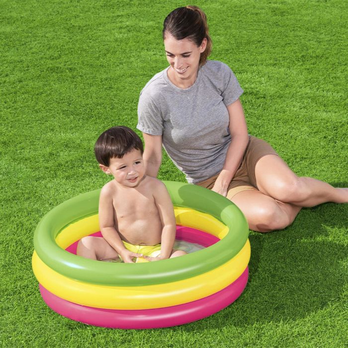 Bestway Piscine Gonflable Enfantale 3 Anneaux Sol Rembourré 70x24 cm +2 Ans Jardin 51128 1