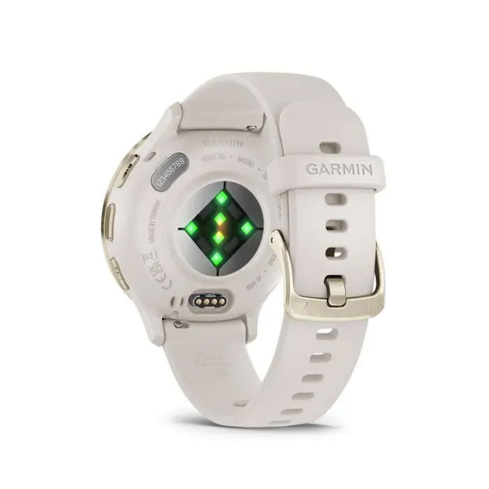 Garmin Venu 3S Montre Intelligente GPS 30,4 mm (1,2") Acier Doré Doux Boîtier Ivoire Bracelet Silicone Ivoire AAAAL87491 3