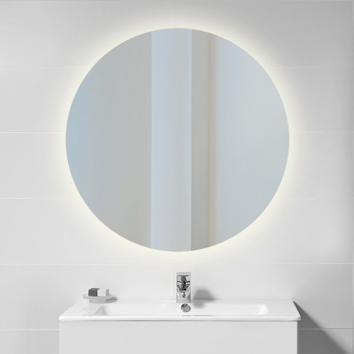 Emuca Miroir de salle de bain Cassiopeia avec éclairage décoratif à LED, diamètre 60 cm, AC 230V 50Hz, 20 W + 12 W, Aluminium et Verre. 4