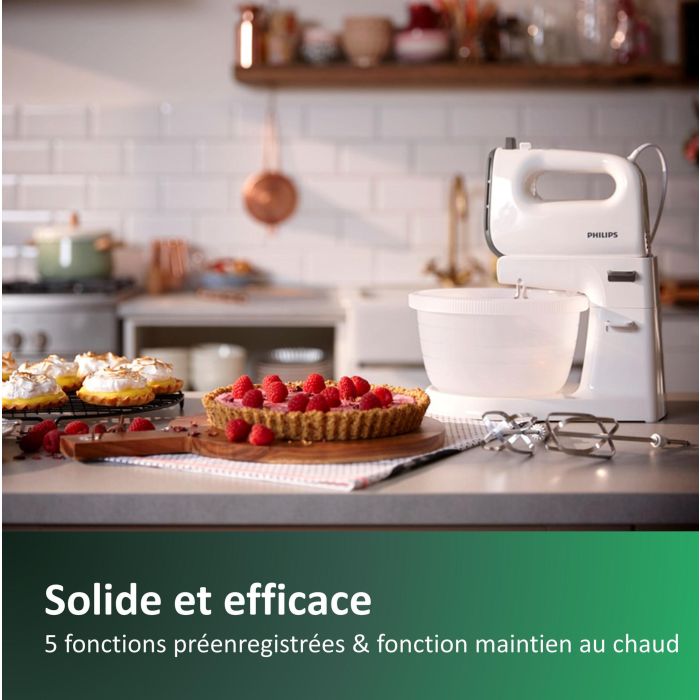 Batteur électrique - PHILIPS - HR3745/00 - Robot batteur mixeur Série 5000 - 500W - 5 vitesses - bol 3L - Blanc 3