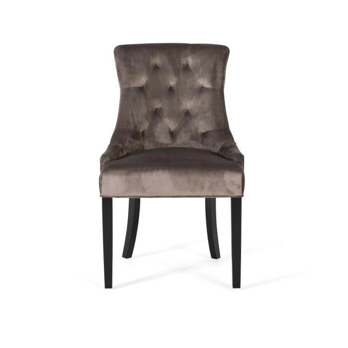 GINER Y COLOMER Lot de 2 chaises rembourrées en simili velours polyester et bois, couleur anthracite (93x57x62 cm) 3