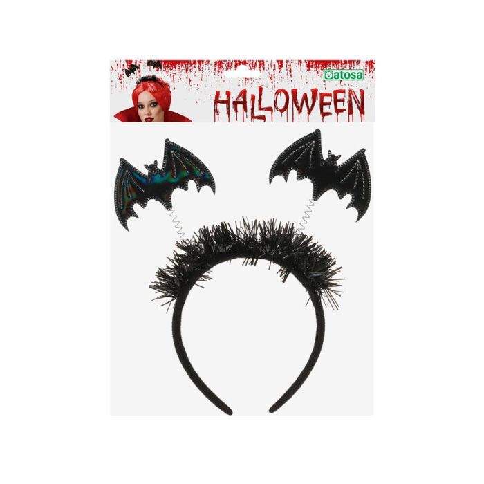 Diadema Murciélagos Negros Sautillants pour Halloween - Serre-tête décoré avec chauves-souris brillantes sur ressorts pour costume de vampire, sorcière ou fête effrayante