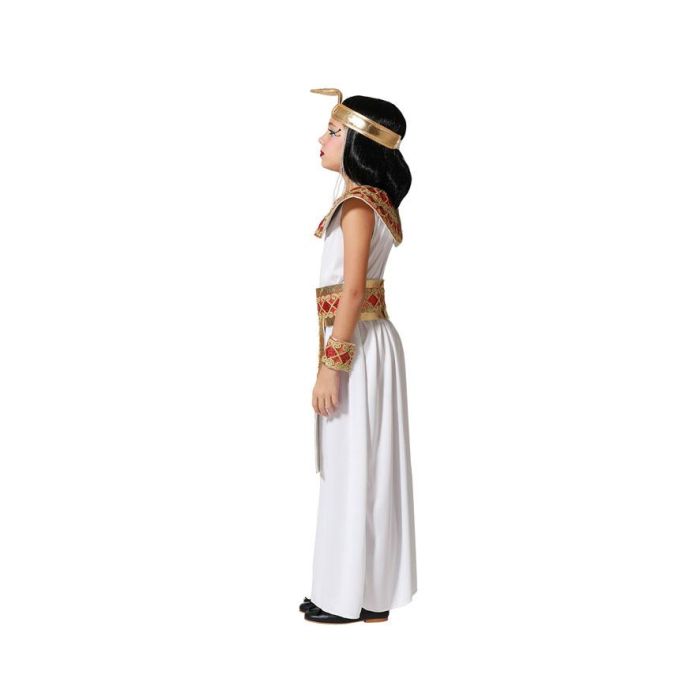 Déguisement de Pharaonne - Blanc et Doré - Pour Fille 5-6 Ans - Kit Complet avec Diadème, Robe, Collier, Bracelets et Ceinture - Polyester