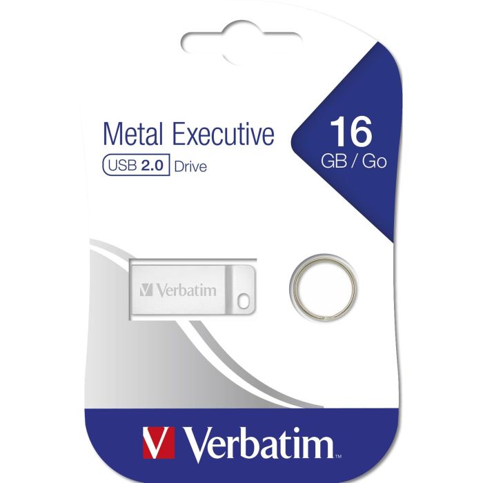 Verbatim Clé USB Exécutive Métallique 16 Go USB 2.0 Type-A Sans Capuchon Argent Porte-Clés