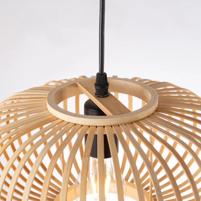 Lampe Suspendue Deo SKD-P80112 en Rotin avec Douille E27, Style Naturel Boho-Chic 1