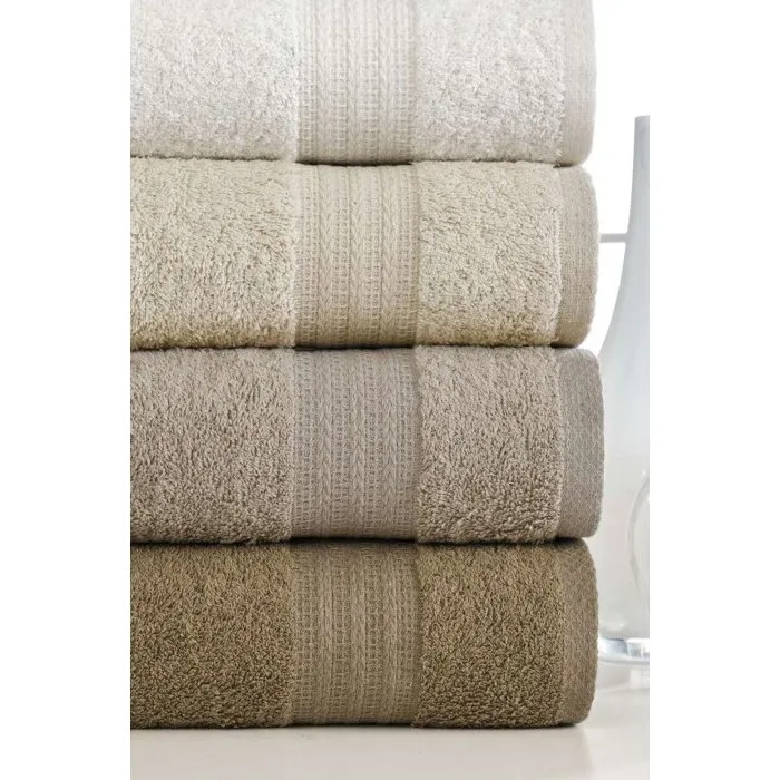 Ensemble de 4 serviettes de main en coton - 50 x 85 cm - Marron - Lot familial Ensemble de 4 serviettes de main en coton - 50 x 85 cm - Marron - Lot familial