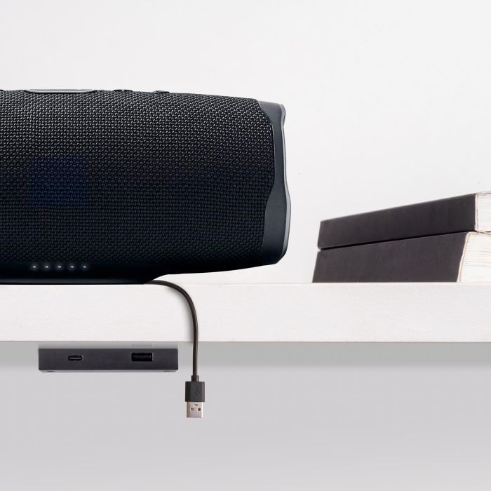 Emuca Connecteur USB A+C Linky (81x12mm), 5V DC 2A (10W), Plastique noir, Plastique 3