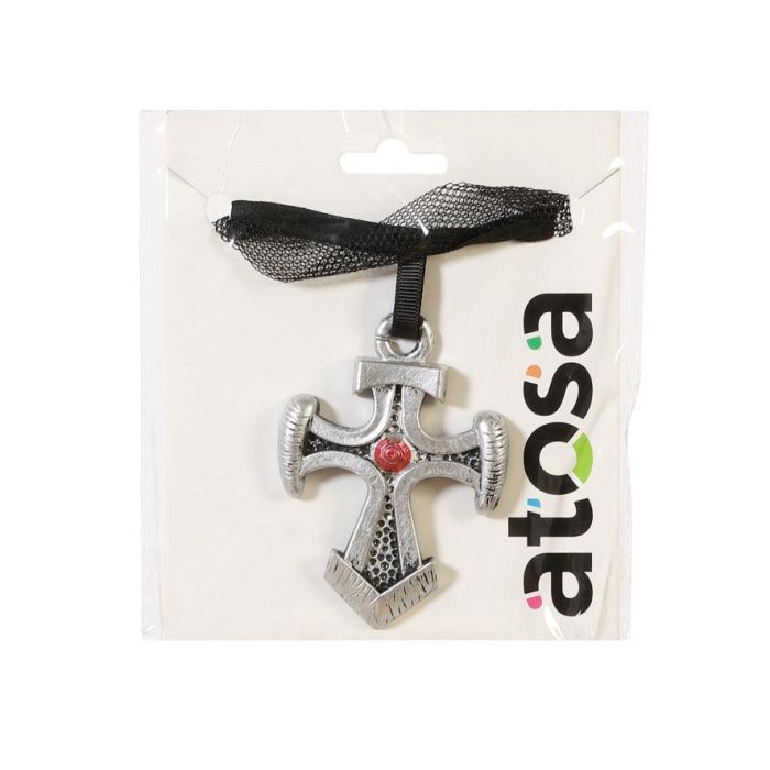 Collar avec croix gothique en argent pour costumes sombres ou médiévaux - Accessoire Halloween et photo