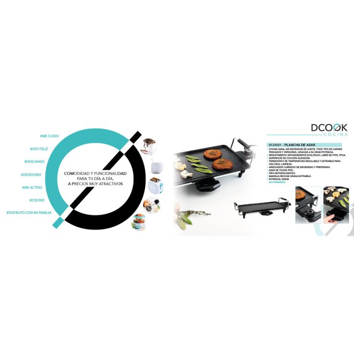 Plancha grill Dcook Gallery Noir 2000 W 4 Unités 7