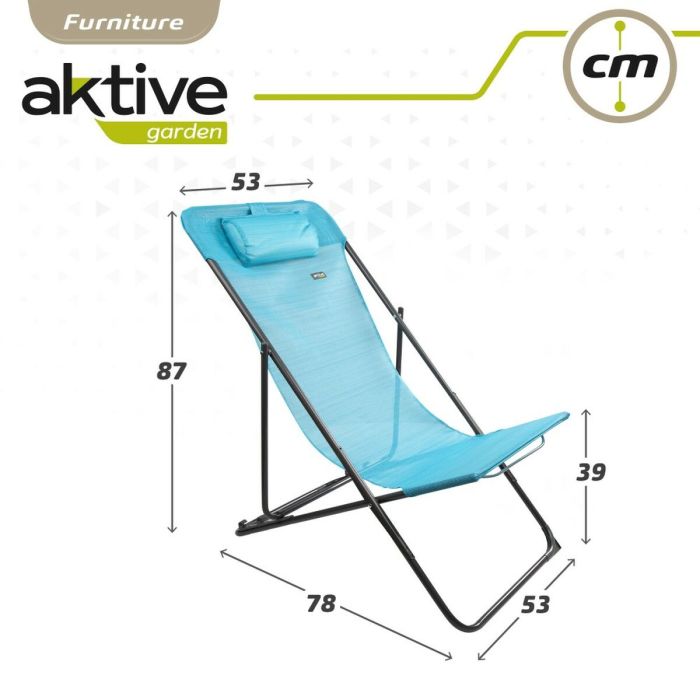 Chaise longue inclinable Aktive Bleu 53 x 87 x 78 cm (4 Unités) 3 Chaise longue inclinable Aktive Bleu 53 x 87 x 78 cm (4 Unités) 3