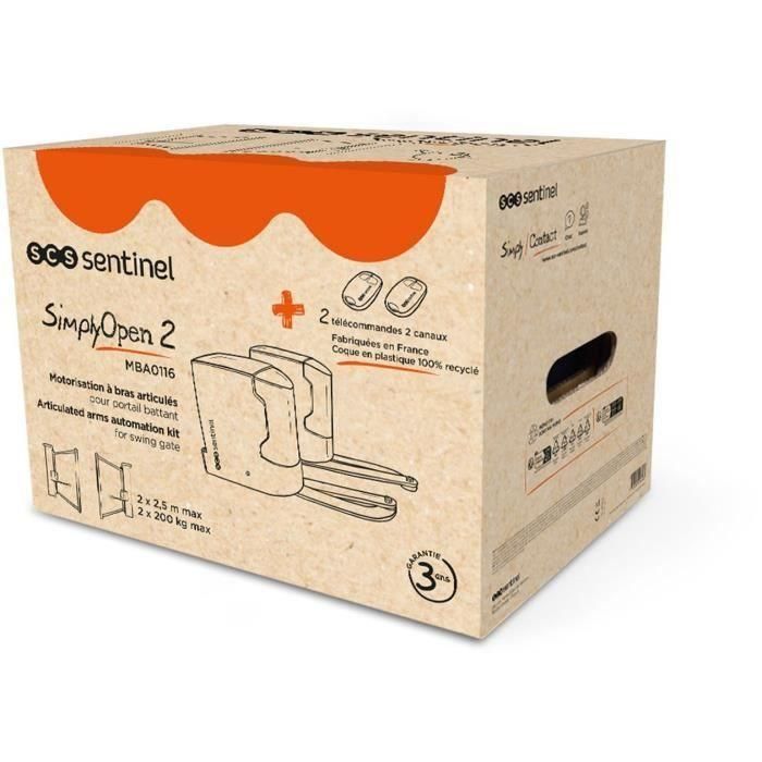 Kit moteur de portail deux battants - SCS SENTINEL - SimplyOpen 2 - Jusqu'a 200 kg par vantail et 5 metres max 1 Kit moteur de portail deux battants - SCS SENTINEL - SimplyOpen 2 - Jusqu'a 200 kg par vantail et 5 metres max 1