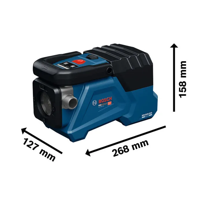 Bosch Professional Pompe de transfert auto-amorçante sans fil 18V GTP18V-28 06019R6000 - Débit 2800 l/h, filetage G3/4', mode ECO et minuterie, sans batterie
