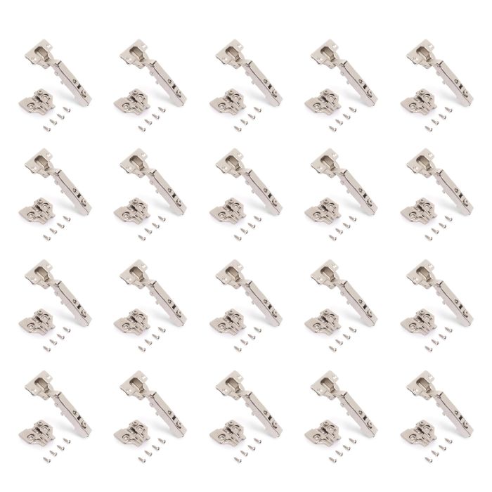 Emuca Lot de 20 charnières droites X92N et embases à visser, Hauteur 0, Acier, Nickelé 0 Emuca Lot de 20 charnières droites X92N et embases à visser, Hauteur 0, Acier, Nickelé 0