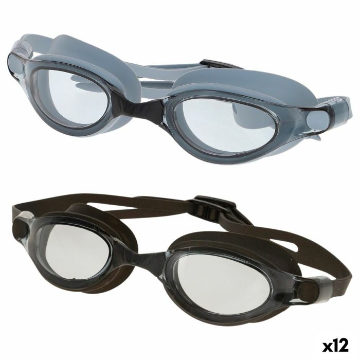 Lunettes de bain pour adultes AquaSport Noir Gris (12 Unités)