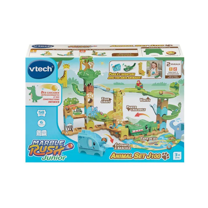 VTech Marble Rush Junior Animal Set J100 - Circuit de billes avec 3 animaux à construire - Multicolore - Pour enfants 3 ans et plus - Version française VTech Marble Rush Junior Animal Set J100 - Circuit de billes avec 3 animaux à construire - Multicolore - Pour enfants 3 ans et plus - Version française