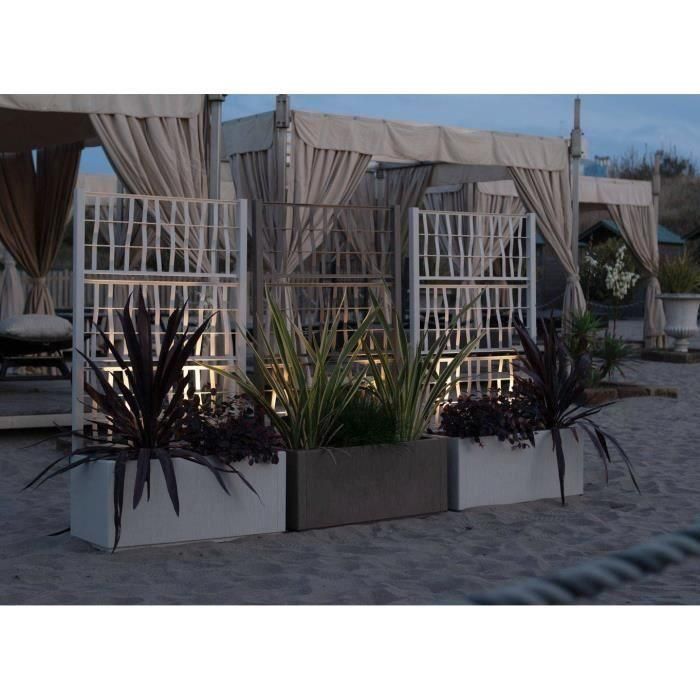 STEFANPLAST Bac a fleur/Jardiniere ETHICA rectangulaire 80 cm avec treillis - 80x36xh 140 cm - Taupe 2