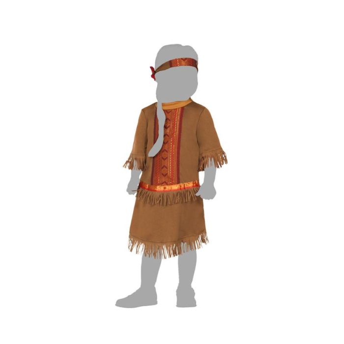 Déguisement Indien Bébé Fille 24 Mois, Costume 2 Pièces (Crinoline et Serre-Tête) Thème Far West - Marron