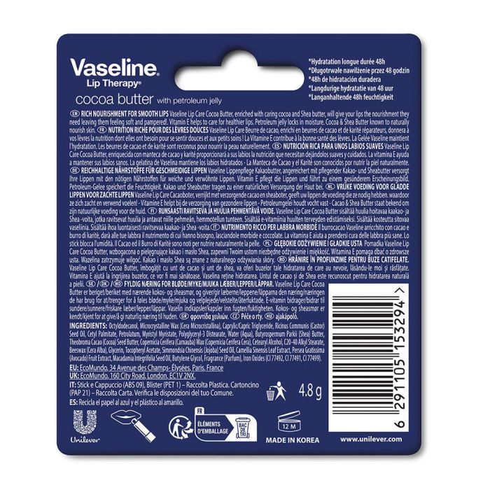 Vaseline Baume À Lèvres Stick Beurre De Cacao 4,8 Gr 1
