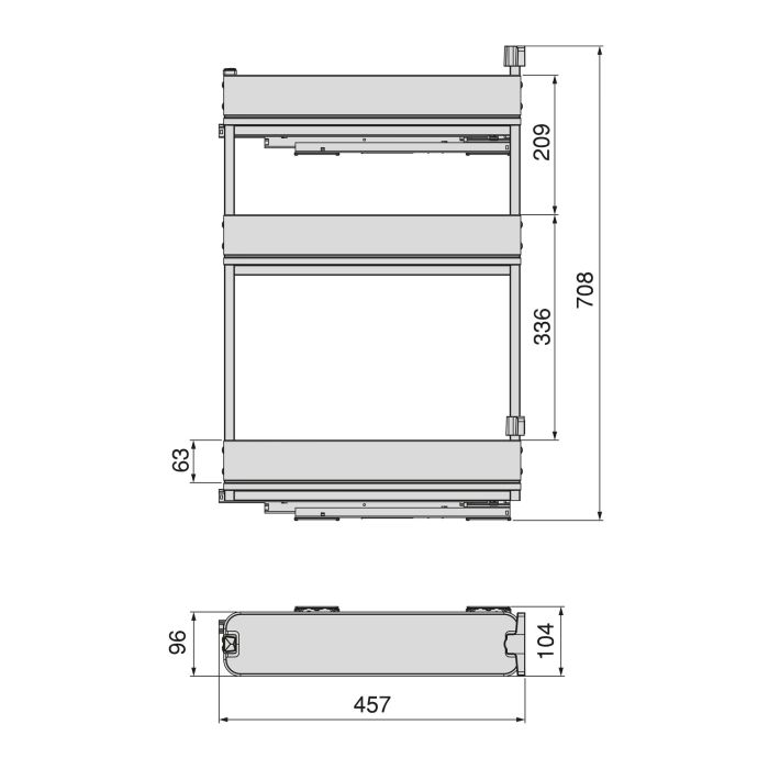 Emuca Porte-bouteilles latéral extractible Harmony avec fermeture amortie, Module largeur 150mm hauteur 800mm, Acier et Bois, Gris anthracite 8
