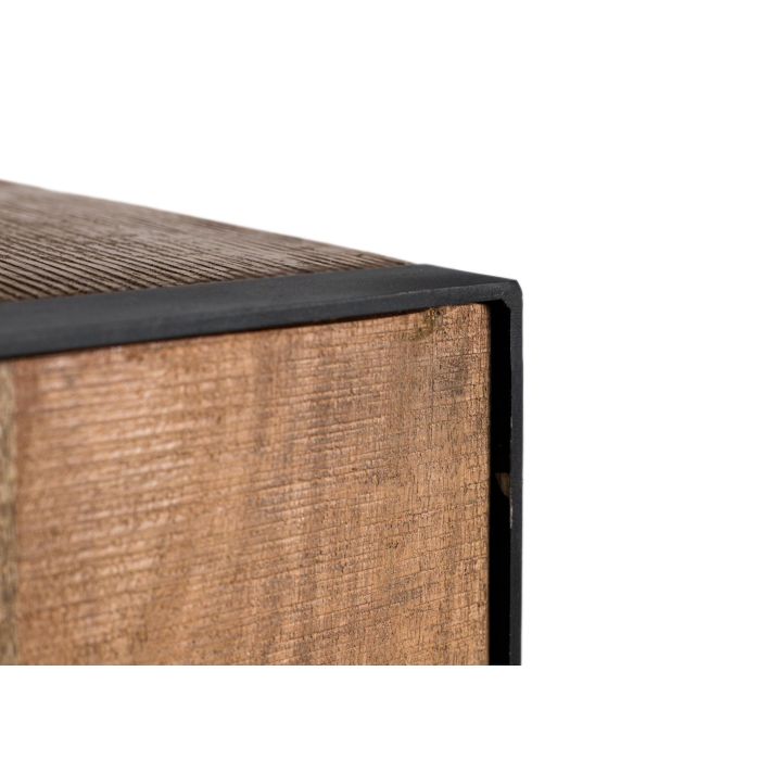 GINER Y COLOMER Buffet 4 portes en bois de manguier 200 cm noir - Structure métal, finition naturelle, ouverture push, avec étagères intérieures 4 GINER Y COLOMER Buffet 4 portes en bois de manguier 200 cm noir - Structure métal, finition naturelle, ouverture push, avec étagères intérieures 4